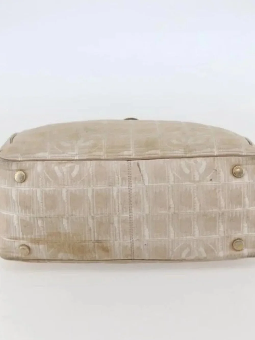 CHANEL New Travel Line Tote Bag Beige Gold CC Auth 145082